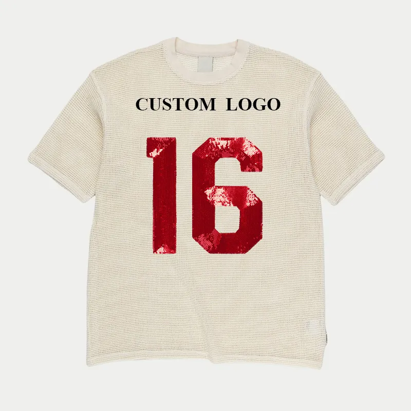 2024 new design custom logo short sleeve crew neck summer men knit sweater crochet sports t-shirt mesh football soccer jerseys