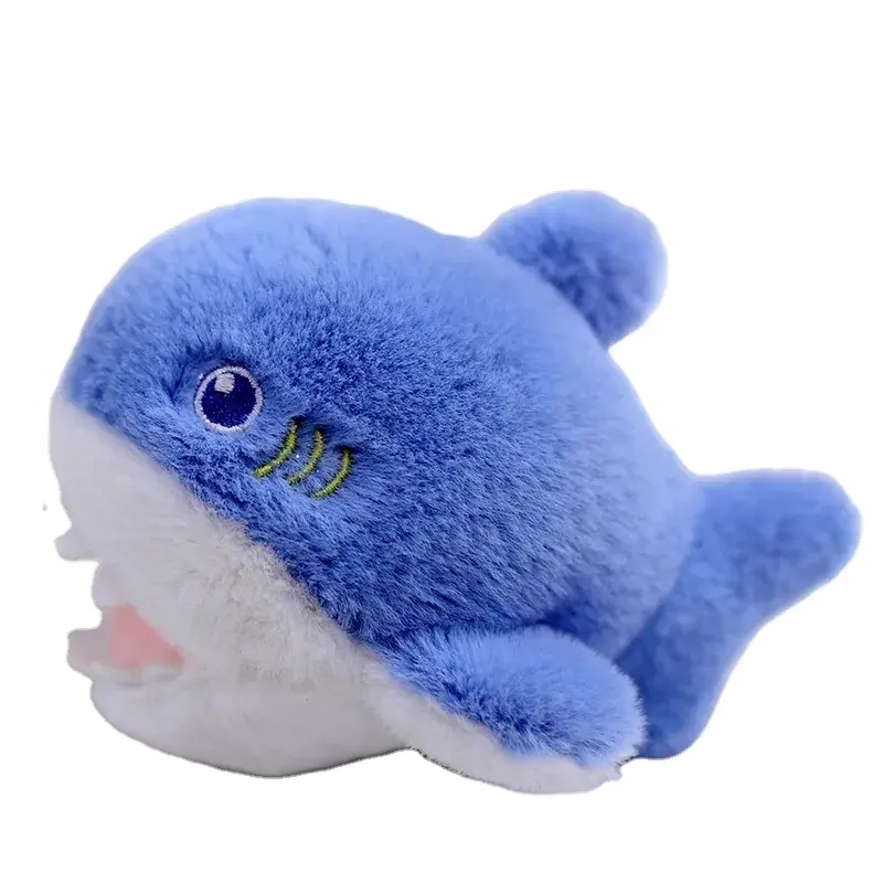 12cm Blue Shark Dolphin Seal Killer Whale Keychain Pendant Doll Stuffed Plush Toy Kids Gift Cartoon Small Mini Marine Animal toy