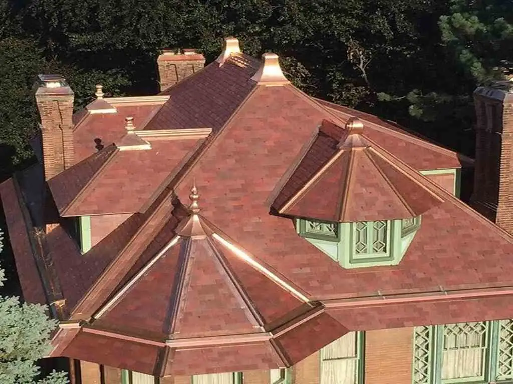 KME TECU Design Custom cooper metal roof tiles American red tile house with roof tile decoration