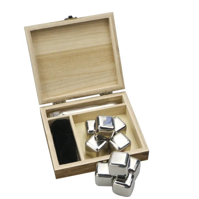 Ensemble de pierres à whisky réfrigérantes en granit en forme de cube personnalisé Roches à whisky de 6 avec boîte en bois
