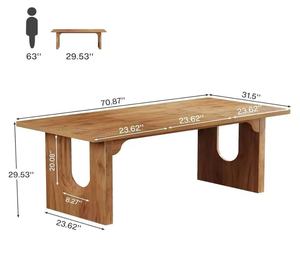 独特的家用家具矩形厨房餐桌，带木质底座 - Product Image 4