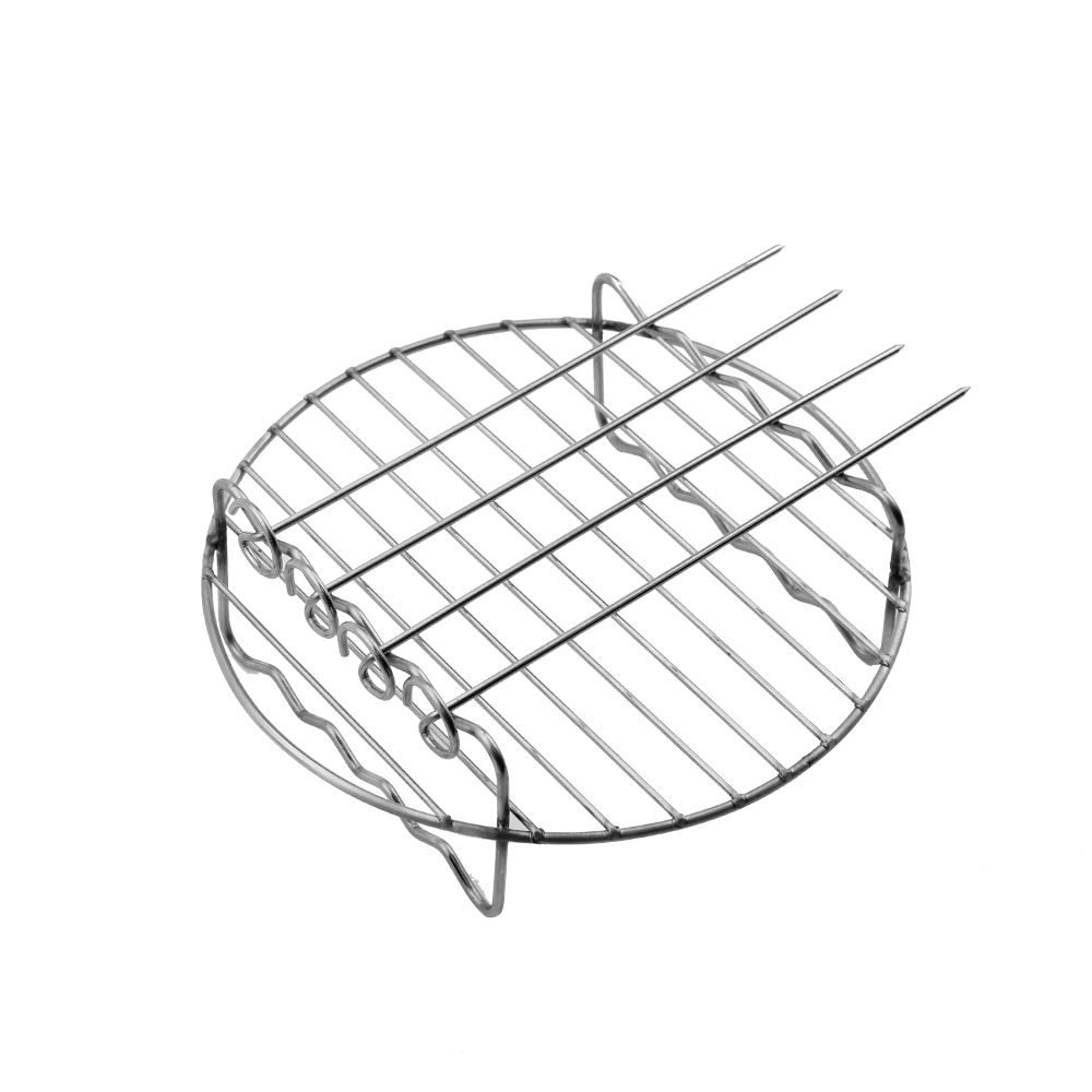 Silver Air Fryer Rack With Skewer round