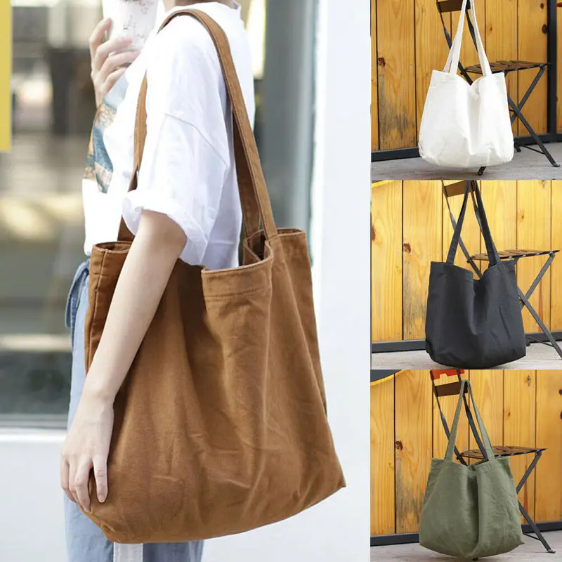 NEW 2020 Women Canvas Shopping Large Tote Shopper Satchel Large Beach Shoulder Handbagバッグエコログ