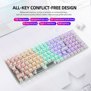 K10 Wired 100 <strong>Keys</strong> RGB Backlit Transparent Keycap Hot Swap Gaming Mechanical USB 3.0 <strong>Keyboard</strong> for Desktop Used - Product Image 5