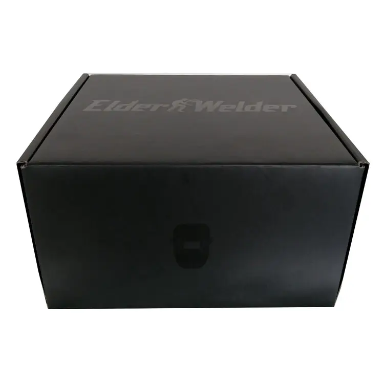 Embalagem postal de transporte preto fosco, caixa de papelão ondulado com logotipo personalizado, caixa postal com ponto UV
