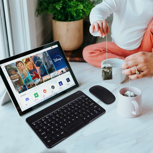 Nhỏ gọn im lặng không dây Azerty bàn phím & chuột tiêu chuẩn siêu mỏng mini không dây Bàn phím và chuột thiết lập cho máy tính bảng điện thoại thông minh - Product Image 6