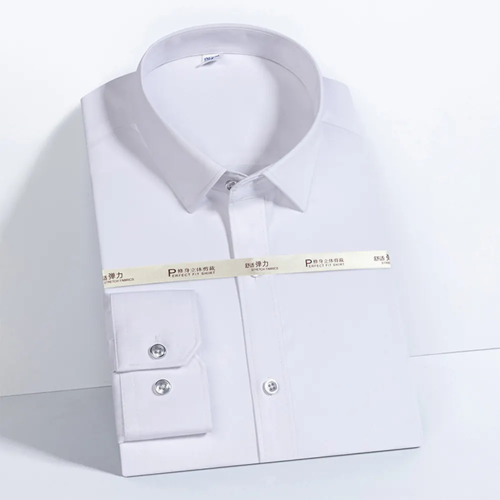 RTS Garments Supplier Men's Shirt Bamboo Fiber Non-iron Stand-up Collar Long Sleeve Business Dress Shirt For Men