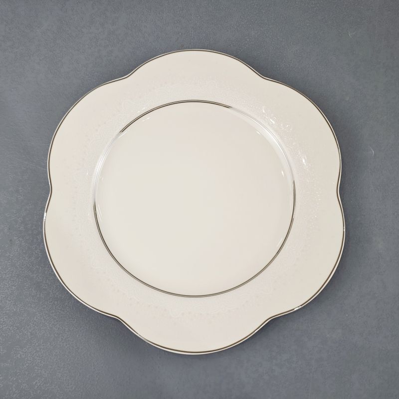 New Bone China Cut Edge Dinner Plate Bowl Cup And Saucer With Golden Rim Ceramic 30pcs Tableware Set 4