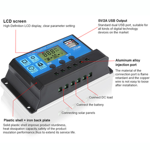 Controlador de carga solar Fangpusun 10A 15A 20A 30A Pwm para sistema de Banco de batería solar 12V 24V - Product Image 4