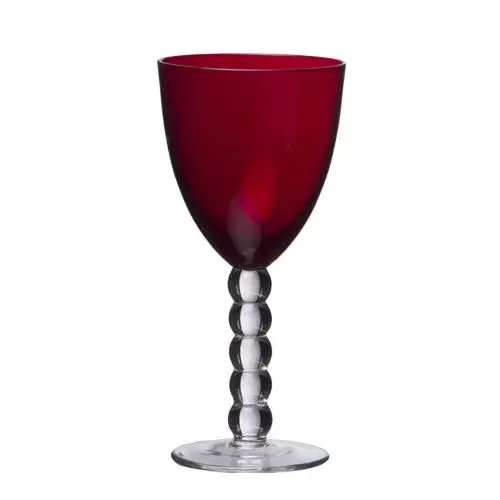 Copa de vino hecha a mano con Bol rojo y vástago de bola, 375ml, gran oferta
