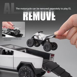 Diecast Alloy <strong>Model</strong> <strong>Car</strong> 1:24 <strong>T</strong> Cybertruck Pickup Alloy <strong>Car</strong> <strong>Model</strong> with Sound and Light Pullback with ATV Decorate Metal <strong>Model</strong> - Product Image 4