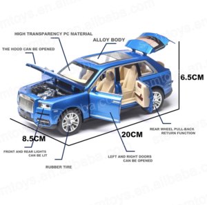 Döküm 1:24 Cullinan alaşım araba modeli simülasyon araba oyuncak geri çekme ses ve hafif metal toplama araba modeli - Product Image 4