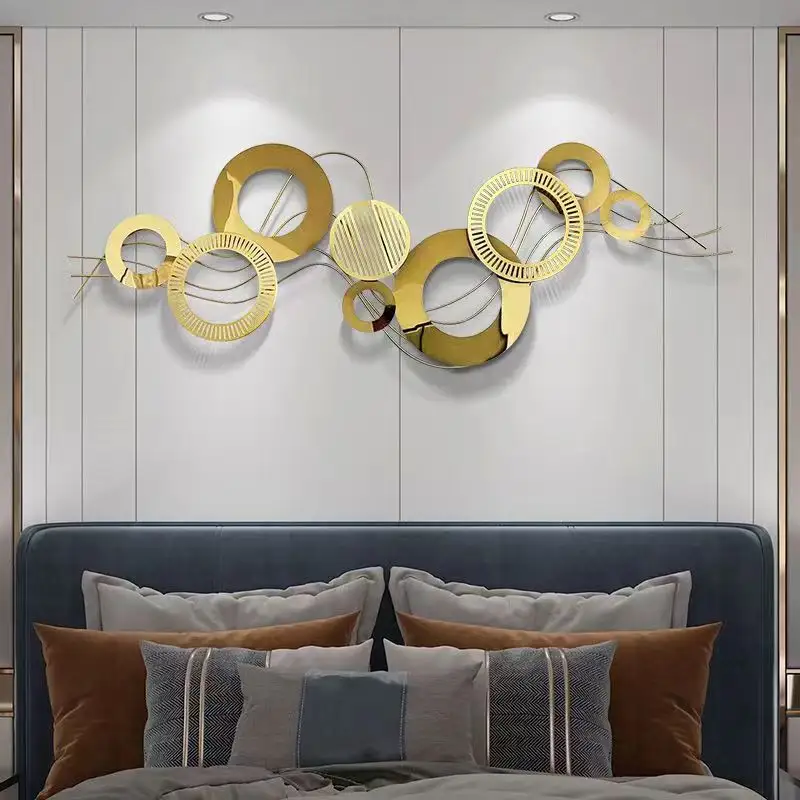 Colgante de pared de metal dorado para sala de estar, decoración de hierro creativa de lujo para el hogar, 150x53cm