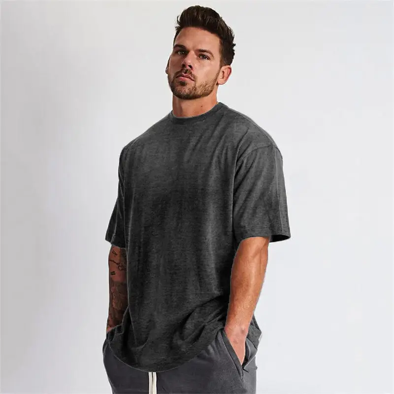 저렴한 가격 플러스 사이즈 운동 체육관 셔츠 남성 짧은 소매 O 넥 통기성 편안한 탑 운동 남성 스포츠 T 셔츠