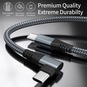 USB C数据电缆3A 60W PD快速充电编织充电器线3英尺6英尺10英尺长尼龙护套，适用于电脑iOS弯头风格 - Product Image 4