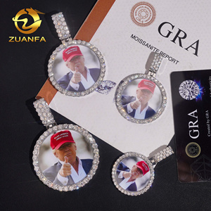 아이스 아웃 펜던트 사진 316L 스테인레스 스틸 Moissanite 힙합 메모리 펜던트 매력 패스 테스터 방수 스크래치 방지 - Product Image 5