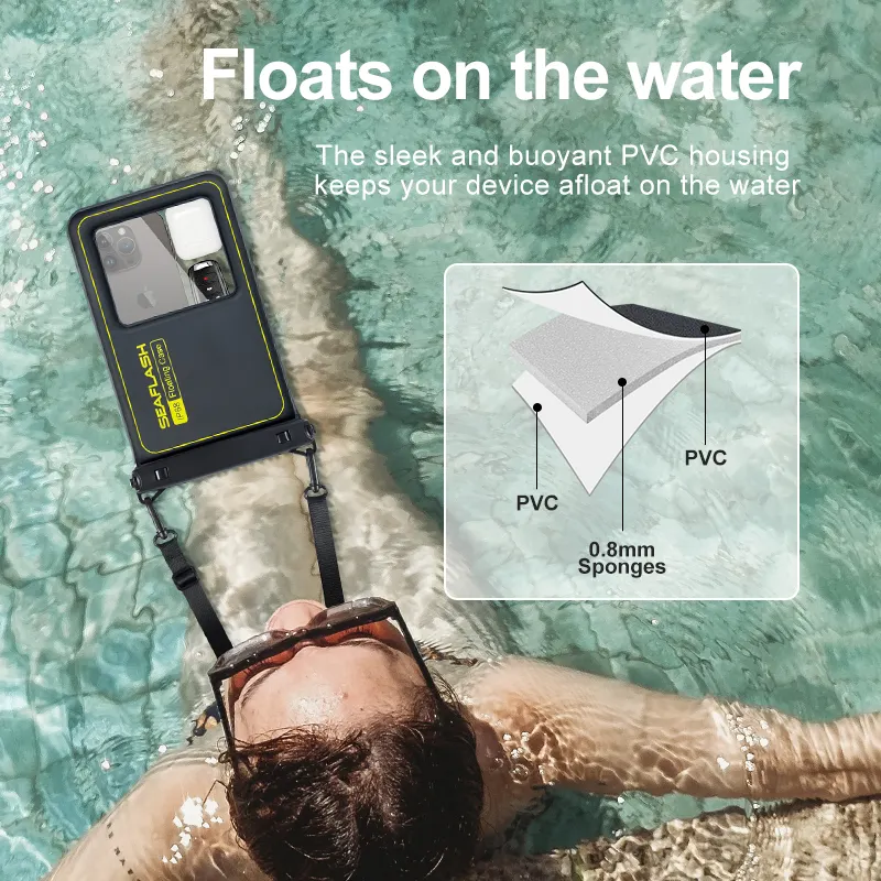 حقيبة جديدة 7.5 بوصة قابلة للطفو مقاومة للماء للهاتف المحمول جافة عبر الجسم Ipx8 PVC حقيبة جراب للهاتف المحمول مقاومة للماء