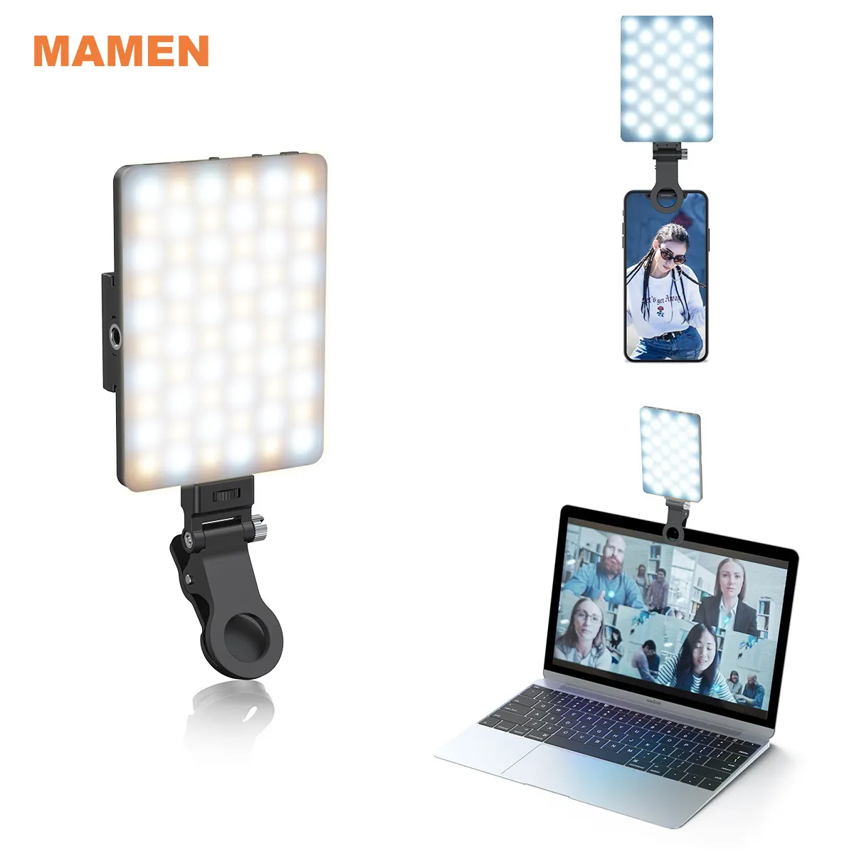 Luz LED de relleno recargable para teléfono inteligente, 5W, retransmisión en vivo, portátil, Webcam de maquillaje, iluminación con Zoom, Clip de llamada