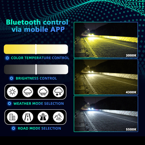 SANVI yeni tasarım LED farlar ampuller çift renkli App 6000K-3000K H11/H7/9005/9006 App kontrolü ile - Product Image 3