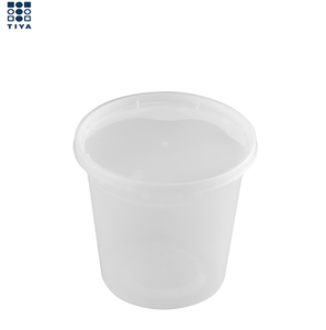Tiya Factory 24oz Contenedores de alimentos de plástico desechables a prueba de fugas con tapas Contenedores de alimentos delicatessen de PP transparentes apilables - Product Image 1
