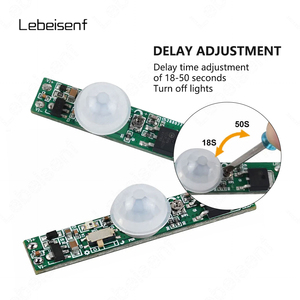 PCB内蔵LEDPIRレーダーヒューマンモーションライトセンサースイッチ6A1チャンネルDV12V24V最大単色LEDライトストリップランプ用