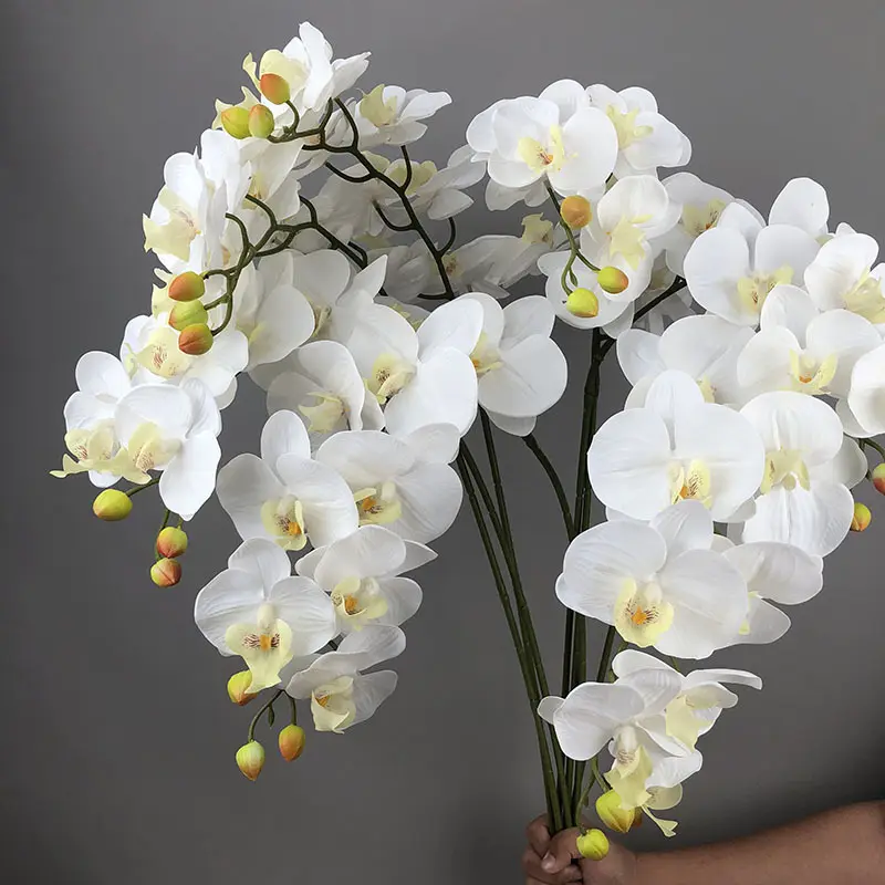 Orquídea Artificial de látex para decoración del hogar, mariposa Artificial de 9 cabezas, arreglo de orquídeas, flores, AF0505