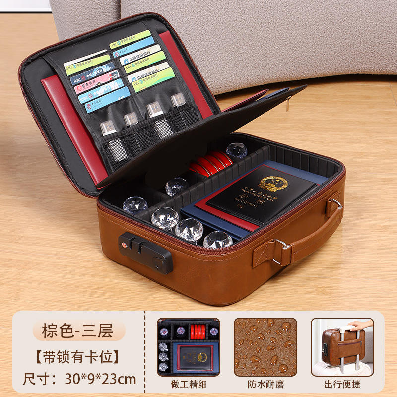 Z-352 Brown Tri-Layer Oil-Waxed Leather ID Bag