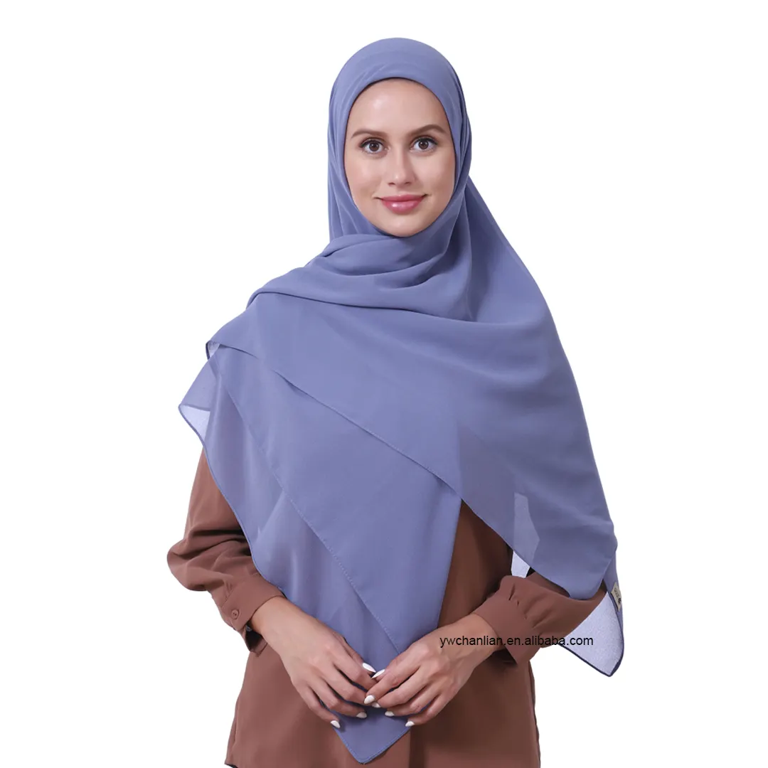 Syal Persegi 120X120Cm 235 Warna Premium Jahitan Rapi Muslin Wanita Jilbab Sifon Berat Borong Tudung Selendang Wanita