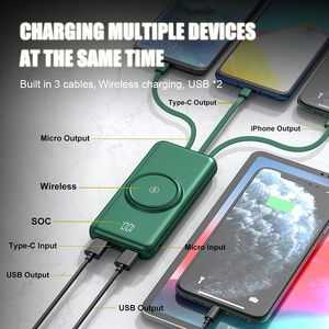 ケーブル内蔵の20000mAhパワーバンク、6出力のUSB Cバッテリーパックポータブル充電器3入力パワーバンクLEDディスプレイ - Product Image 4