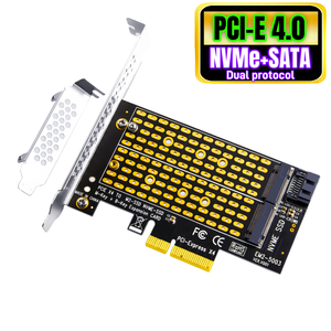M.2 SSD เป็น PCI Express 4.0 X4อะแดปเตอร์การ์ด Riser PCI-E TO NVMe PCIe และ SATA NGFF dual Protocol SSD การ์ดขยายคีย์ M คีย์ B - Product Image 2