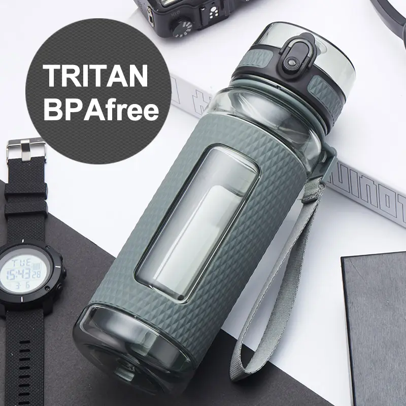 UZSPACE 350ML 450ML 700ML 950ML Silicon Cover Bpa Free Water Bottle Eco-friendly Leakproof Drinking Water Bottle for Gym Sports