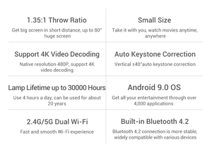 Lyncast D047E High Quality HD Smart <strong>Mini</strong> 4K Proyector DLP Pocket Wireless bluetooth Android Portable Projector - Product Image 3