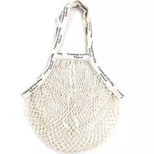 Custom with Logo Printing <strong>String</strong> Drawstring Pouch Reusable Grocery Shopping <strong>Handle</strong> Net Produce Bag Organic Cotton Mesh Bags - Product Image 2