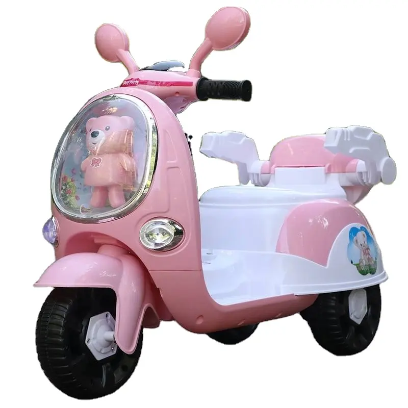 Motocicleta eléctrica de tres ruedas para niños, control remoto recargable, música ligera, Educación Temprana