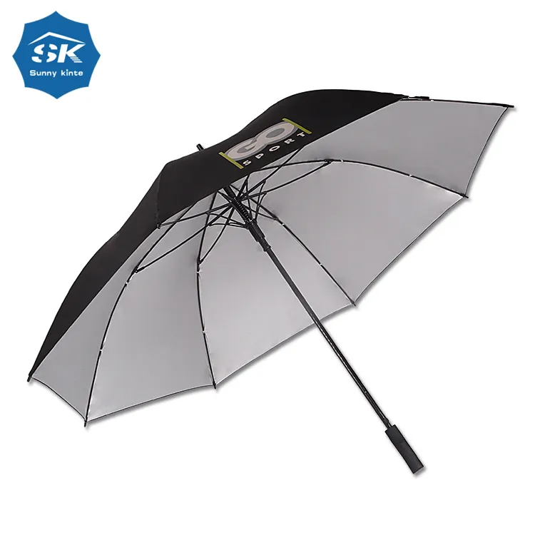 مظلة جولف كبيرة مقاس 30 بوصة بإطار معدني بقاعدة مطلية بالسيري حامل عرض مظلة مربعة كبيرة مع شعار