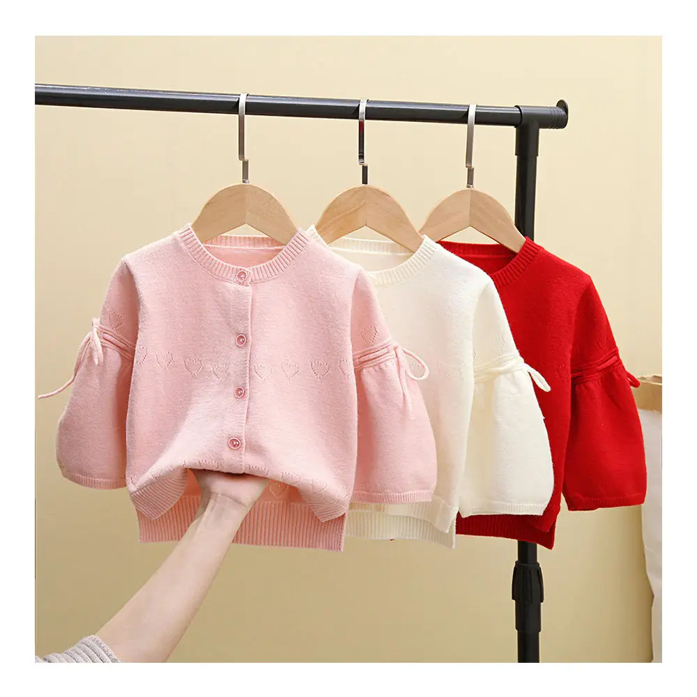 Fuyu Hot Sale Baby Mädchen Kinder Plain Langarm Strick Outwear Custom Kleinkind Erwärmung Pullover Kinder Kleidung Cardigan