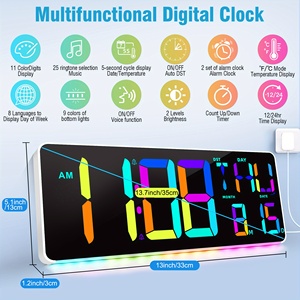 13 "o 16.5" grande orologio da parete digitale con telecomando, orologio digitale con doppia sveglia, Timer di conteggio verso l'alto/verso il basso, orologio da parete a LED - Product Image 2