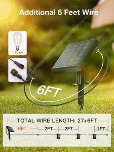 Esterno impermeabile 48ft 15 lampadina a energia solare luci stringa per matrimonio, patio, giardino, decorazione, natale