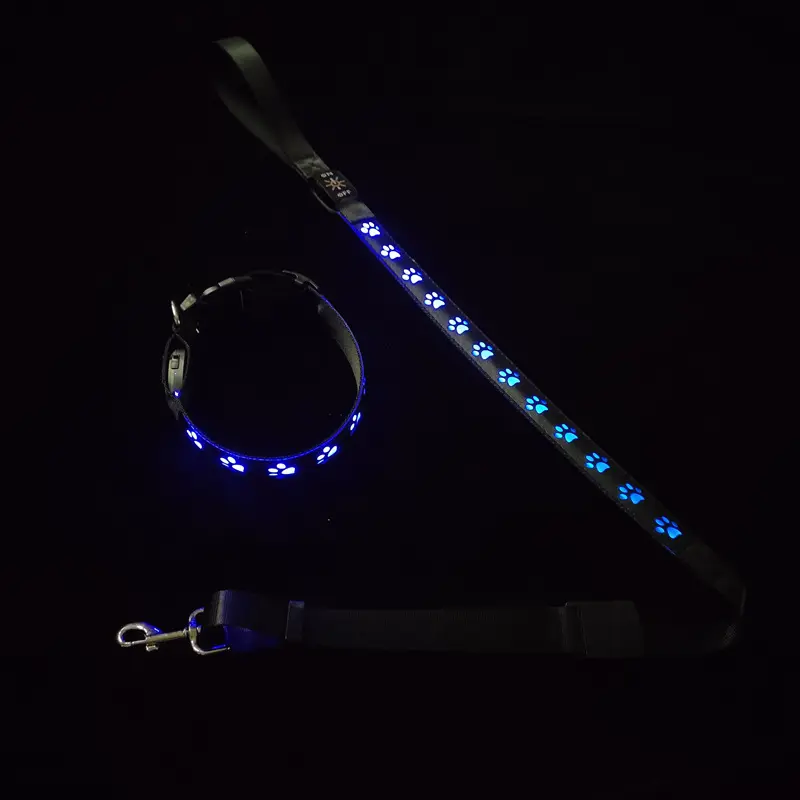 Collar para mascotas impermeable con patrón de rasguños de gato, Collar luminoso Led, Collar de cuello luminoso con carga Usb para caminar en la noche