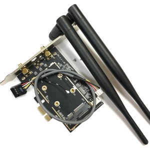 台式迷你Pci-e至Pci-e 1x无线网卡适配器，带2个6db天线，用于7260ac 7265ac 8260ac以太网内部 - Product Image 1