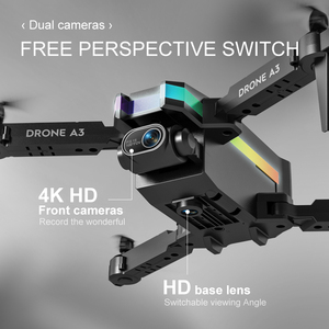 โดรนติดกล้องคู่4K HD A3 2.4G เฮลิคอปเตอร์บังคับวิทยุพับได้4CH FPV พร้อมระบบเลี่ยงสิ่งกีดขวาง Wi-Fi สำหรับผู้เริ่มต้นรีโมทคอนโทรล - Product Image 4
