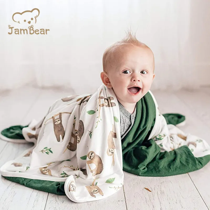 Coperta ecologica in spandex di bambù per neonati coperte bifacciali avvolgenti per bambini in maglia biologica trapunta di bambù