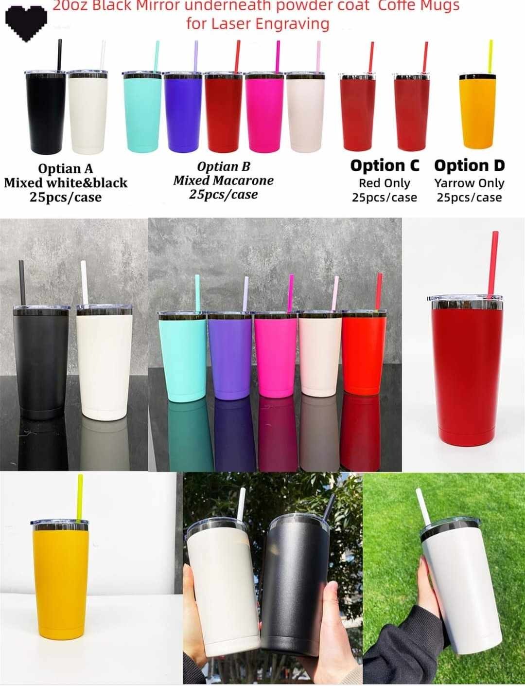 Gobelet de voiture noir de 20 oz