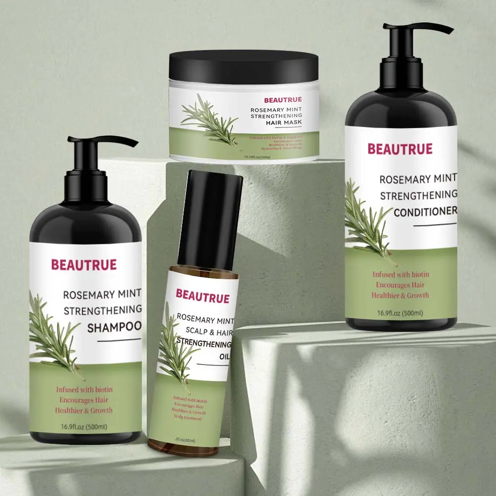 Fabbrica OEM di alta qualità naturale biotina rosmarino Shampoo e balsamo maschera per capelli olio personalizzato per la crescita dei capelli Set di assistenza sanitaria