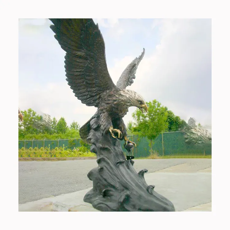 Современная Высококачественная Большая Резная Бронзовая статуя животных латунная садовая скульптура Орла