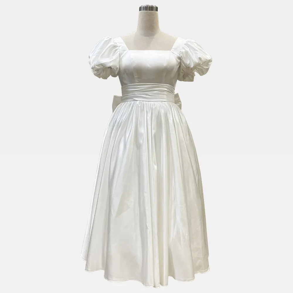 Vestido de novia de satén de seda mulberry, longitud larga, elegante, Formal, informal, manga corta, blanco, estilo Simple