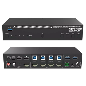 4K60hz 18Gbps Seamless 4X1 HDMI <strong>KVM</strong> <strong>Switch</strong> Quad Multi-viewer with USB3.0 RS232 Control Support <strong>8</strong> Display Modes