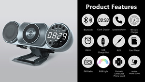 2023 New Arrival Multifunction Chargers Speaker Wireless Charger BT FM Radio TF AUX USB Hand Free Alarm Clock Night Light <strong>Charge</strong> - Product Image 4
