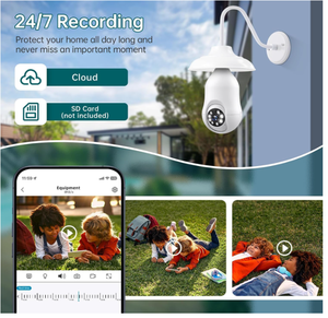 Akıllı ampul güvenlik kamera 360 ° PTZ 2MP renk/IR gece görüş 2 yönlü ses hareket izleme kapalı kullanım için uygun olabilir - Product Image 3