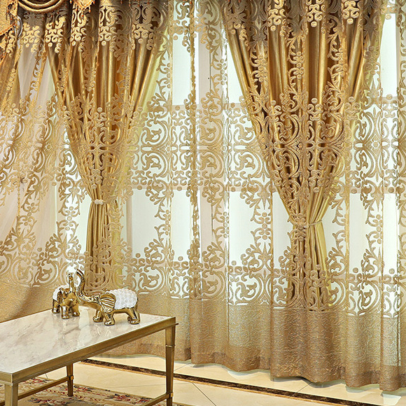 Double layer sheer+curtain Gold